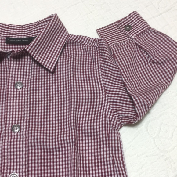 12m (4/$20) Maroon Check Shirt by Calvin Klein - Picture 5 of 15